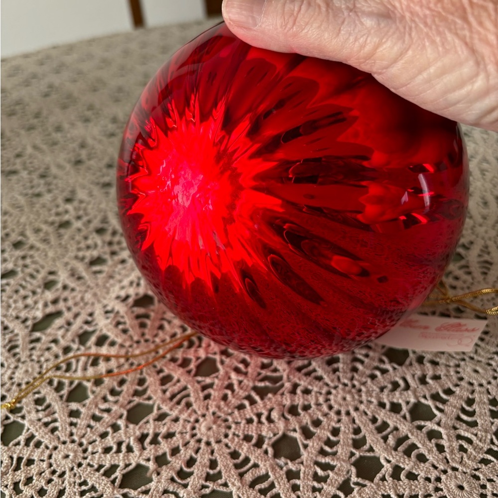 Dept 56 mercury glass 6” or 150mm red ball  ornament ingreat cond! Preloved - Picture 11 of 12
